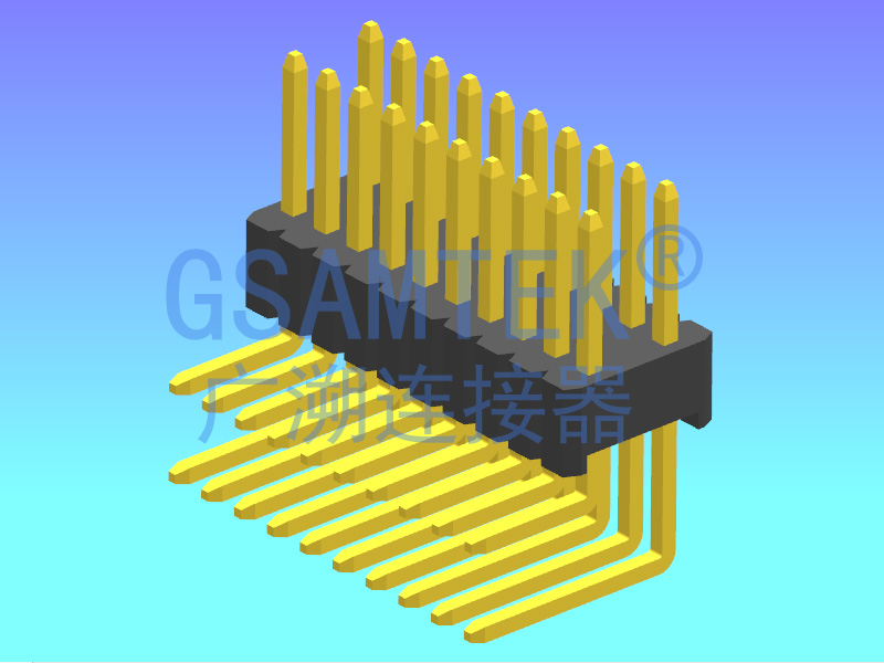 双排90度排针PH1.27x2.54 H2.5 W5.0